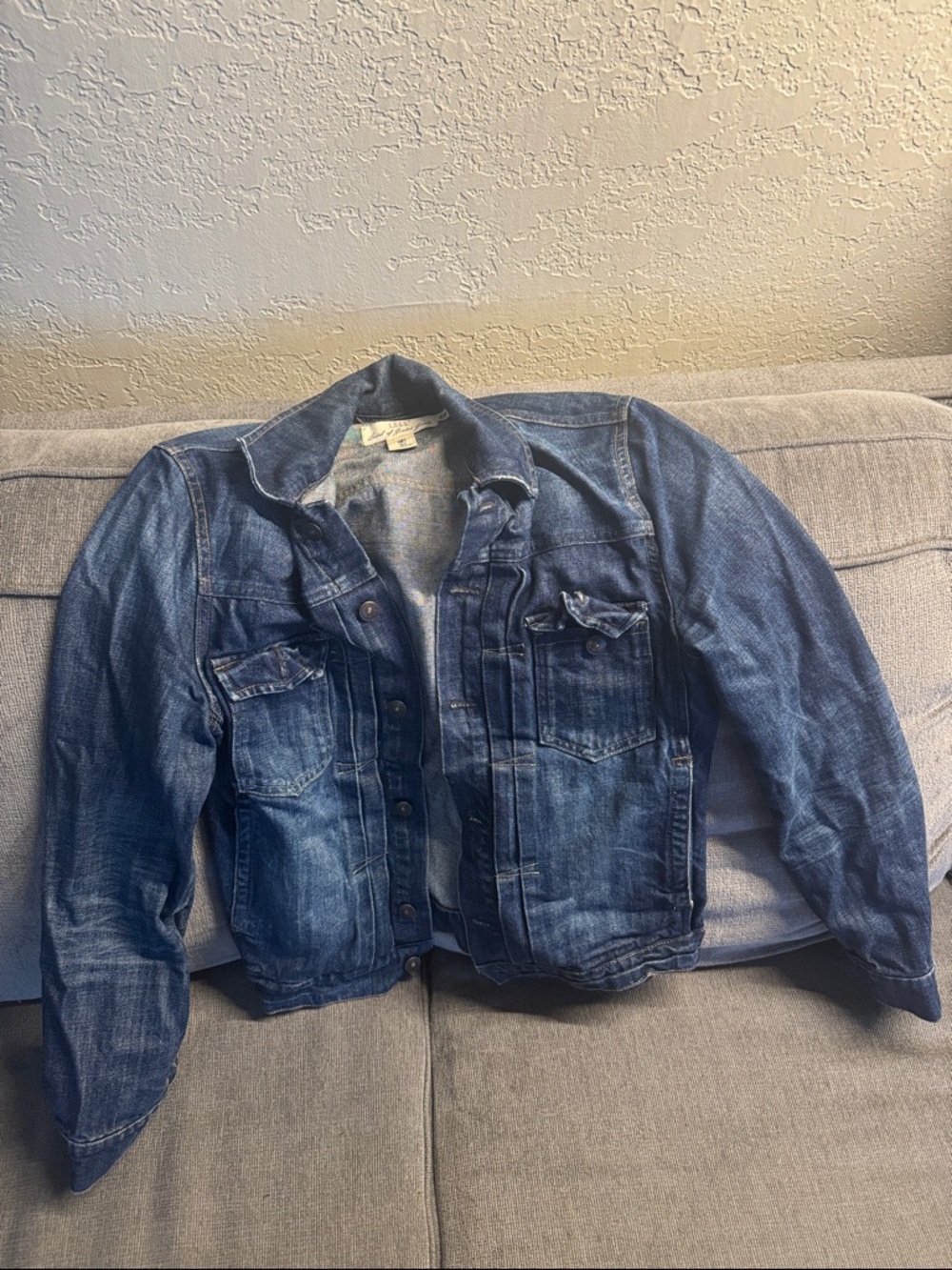 H&M Distressed Dark Blue Denim Jacket